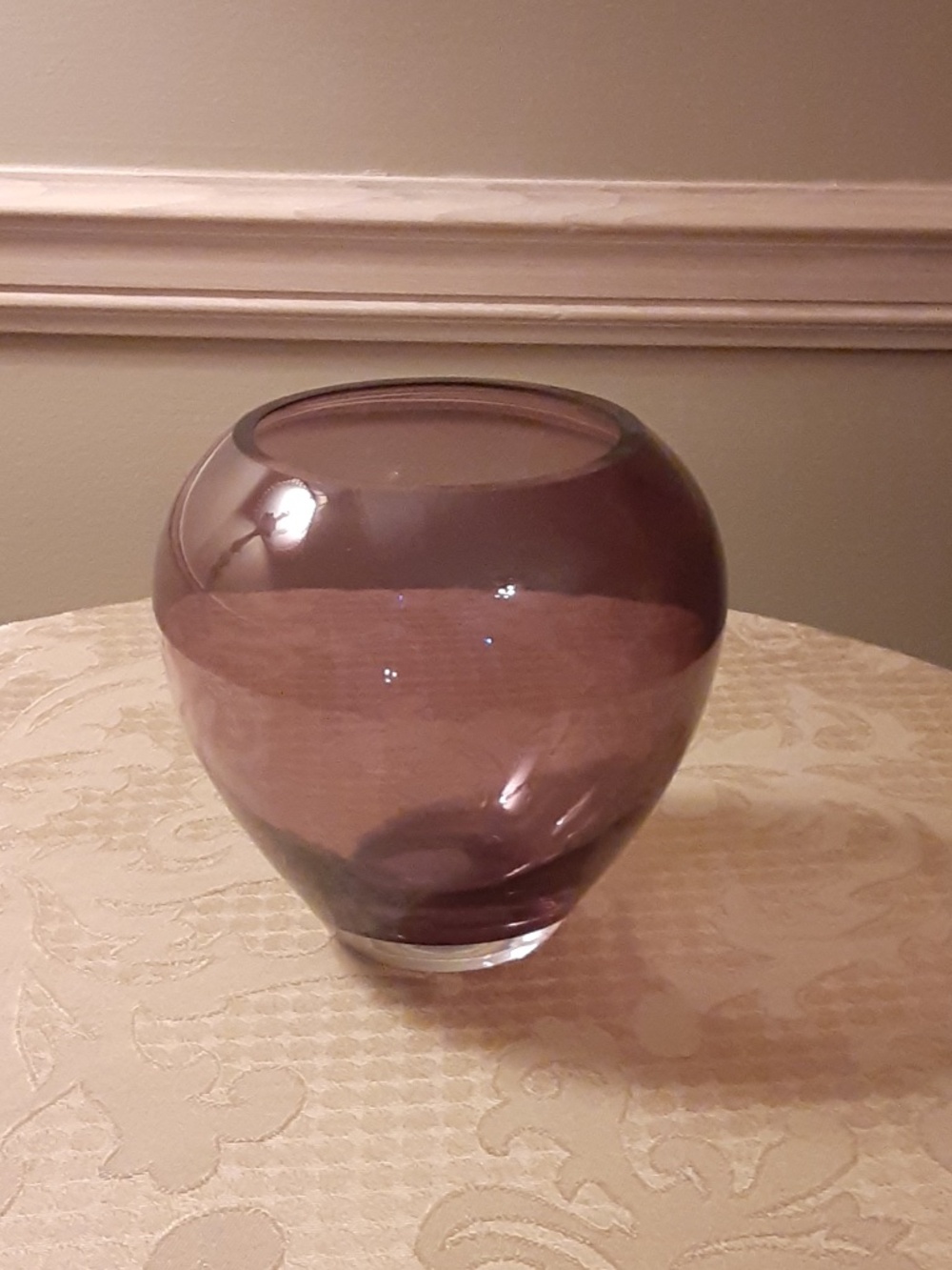 Amethyst Hand Crafted & Mouth Blown in Poland Vintage Art Glass Vase